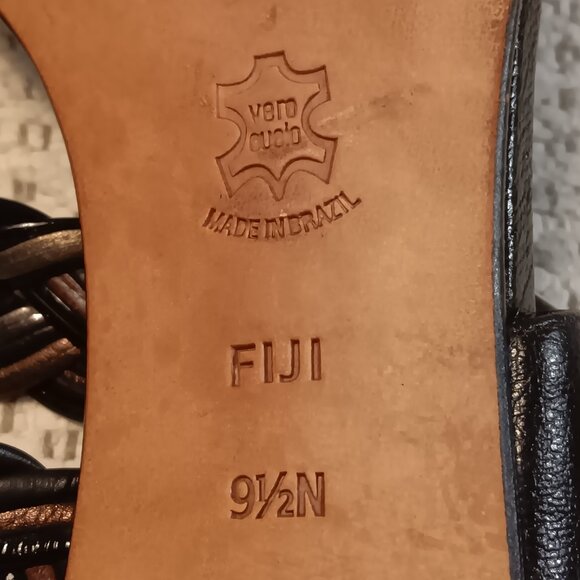 Brighton 'Fiji' women's mixed metals braided leather dressy sandals sz 9.5 N - Picture 13 of 14